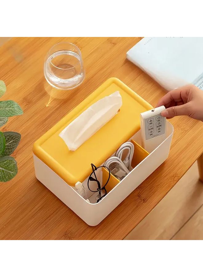 1pc Desktop Organizer With Drawers Yellow Accent Plastic Storage Box For Office Supplies - Image 5